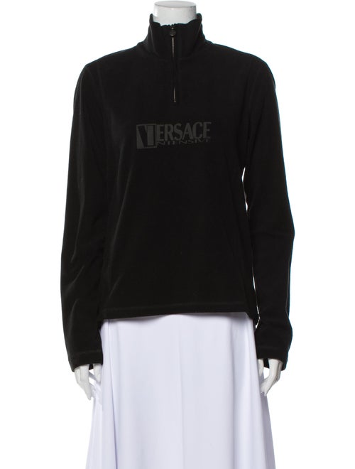 Versace Graphic Print Mock Neck Sweatshirt Black