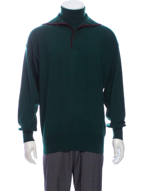 Versace Turtleneck Long Sleeve Pullover Green