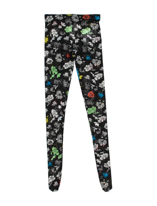 Versace Floral Print Skinny Leg Pants Black