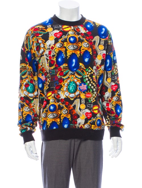 Versace Graphic Print Crew Neck Sweatshirt Black