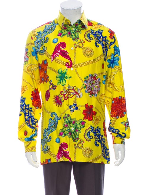 Versace Silk Printed Shirt Yellow
