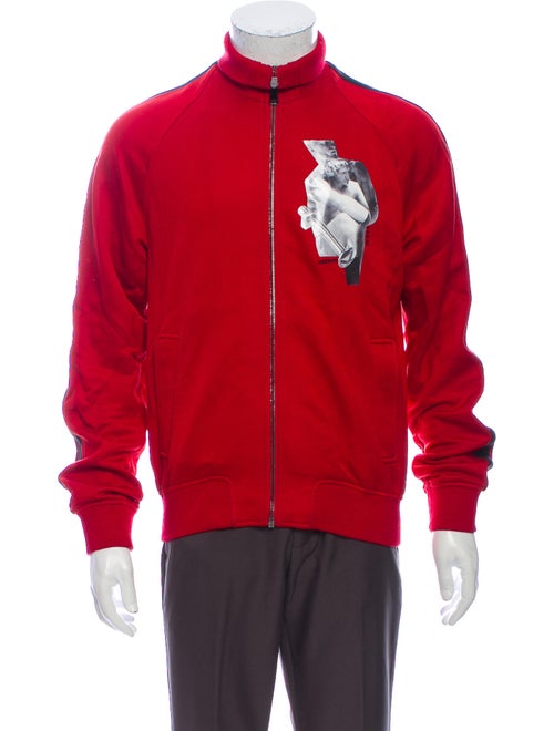 Versace Graphic Print Mock Neck Sweatshirt Red