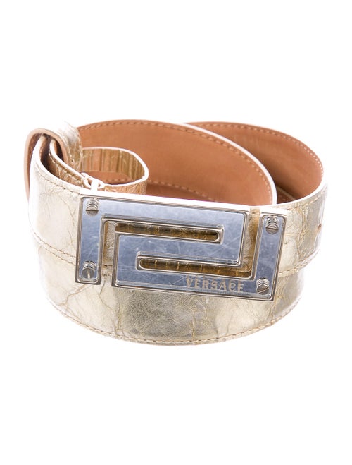 Versace Leather Logo Belt Gold