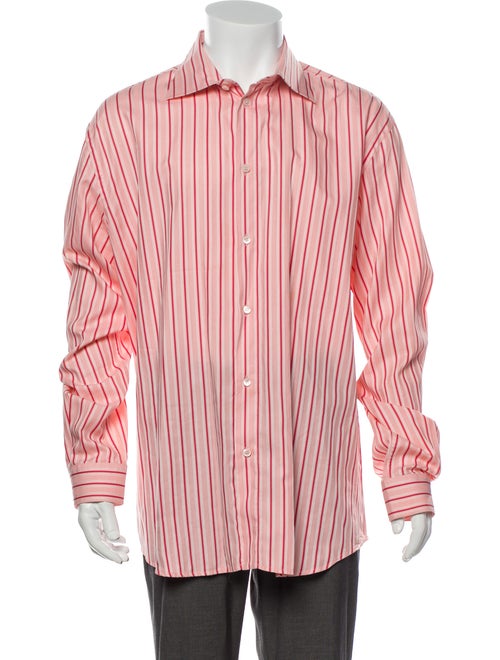 Versace Striped Long Sleeve Dress Shirt Orange