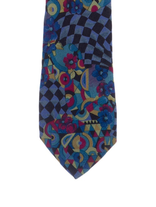 Versace Printed Silk Tie blue