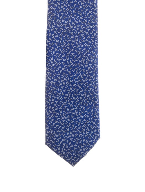 Versace Logo Silk Tie blue
