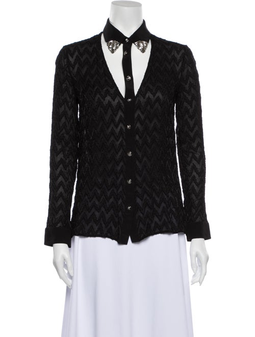 Versace Long Sleeve Button-Up Top Black