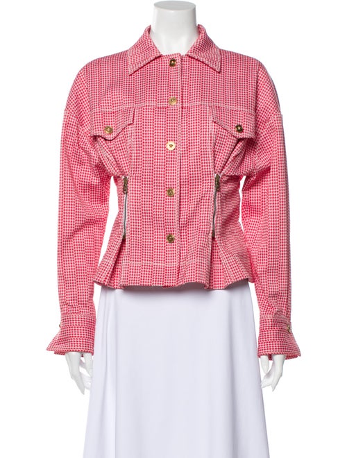 Versace Houndstooth Print Jacket Red