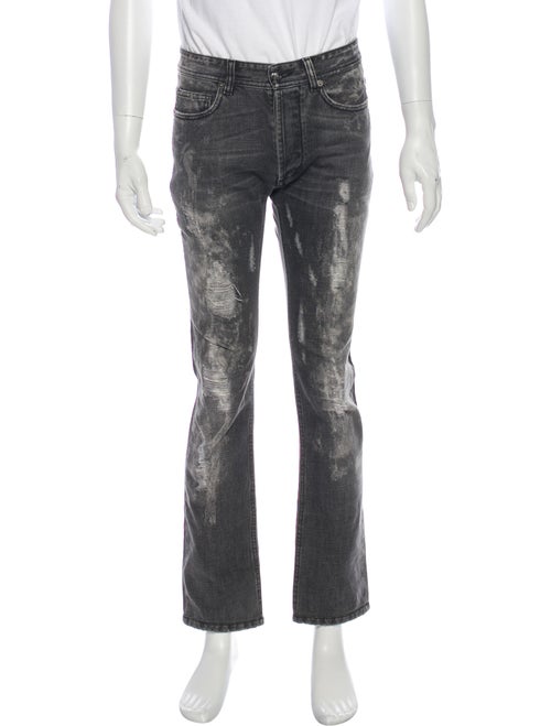 Versace Distressed Slim Fit Jeans Grey