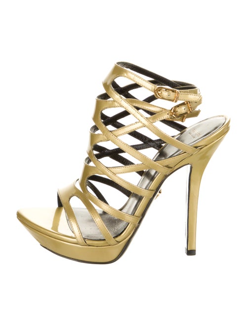 Versace Patent Leather Gladiator Sandals Gold