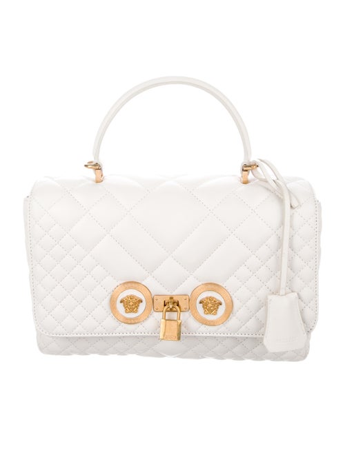 Versace Quilted Leather Satchel White