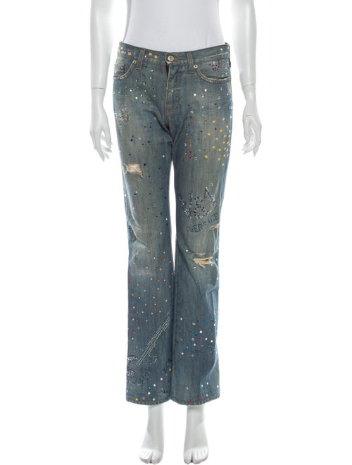 Versace Mid-Rise Straight Leg Jeans Blue