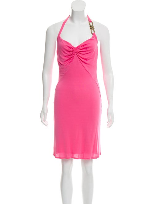 Versace Halter Jersey Dress Neon