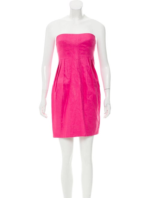 Versace Strapless Linen Dress Pink