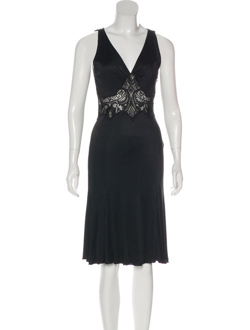 Versace Lace-Trimmed Jersey Dress Black