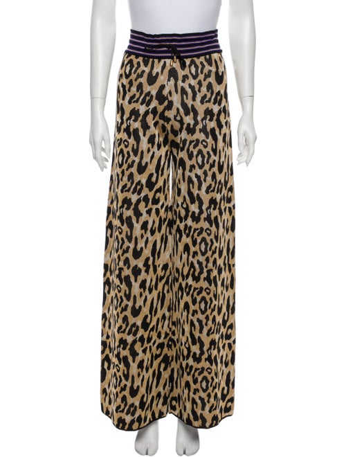 Versace Animal Print Wide Leg Pants Gold