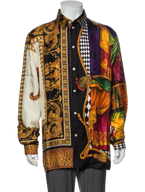 Versace Silk Printed Shirt Yellow