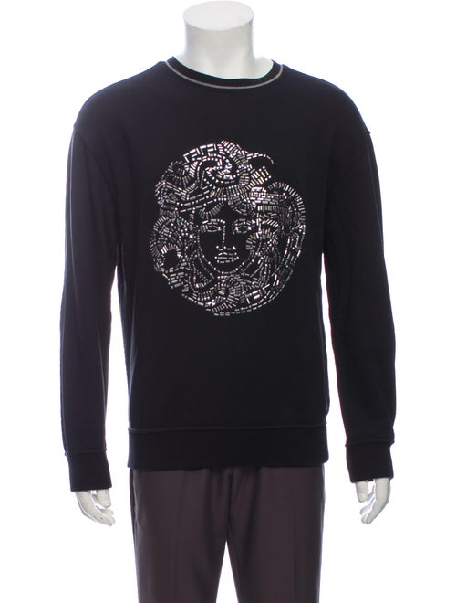Versace Graphic Print Crew Neck Sweatshirt Black