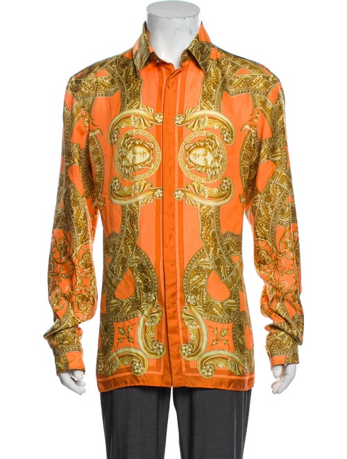 Versace Silk Printed Shirt Orange