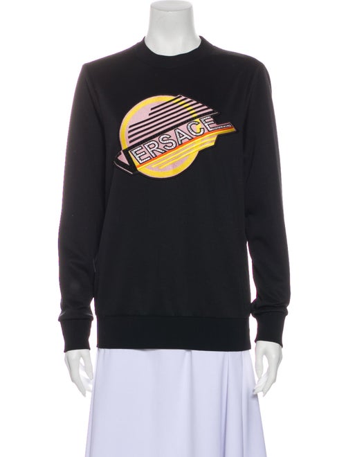 Versace Graphic Print Crew Neck Sweatshirt Black