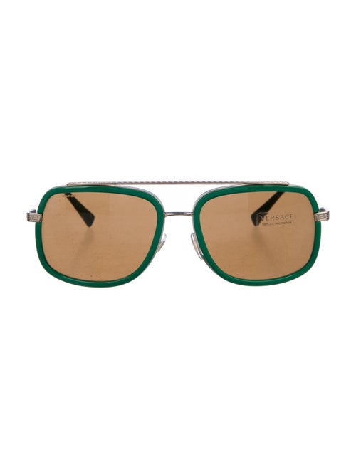 Versace Oversize Mirrored Sunglasses Green