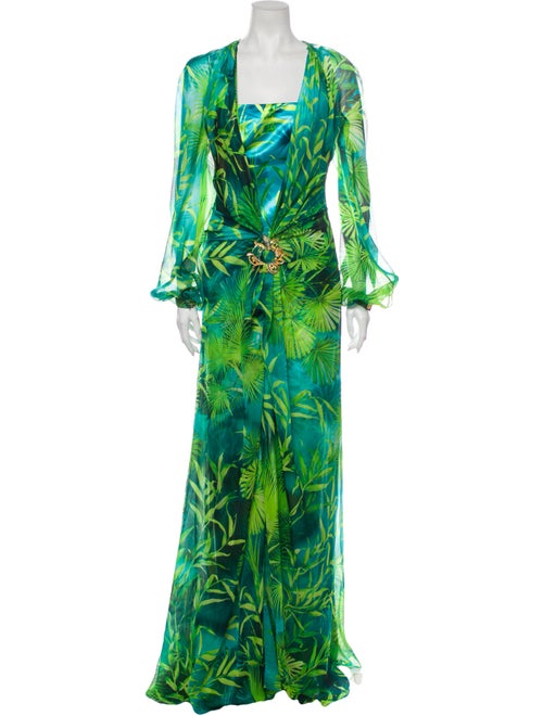Versace Silk Printed Dress Set w/ Tags Green