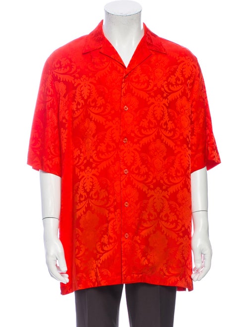 Versace Silk Printed Shirt Orange