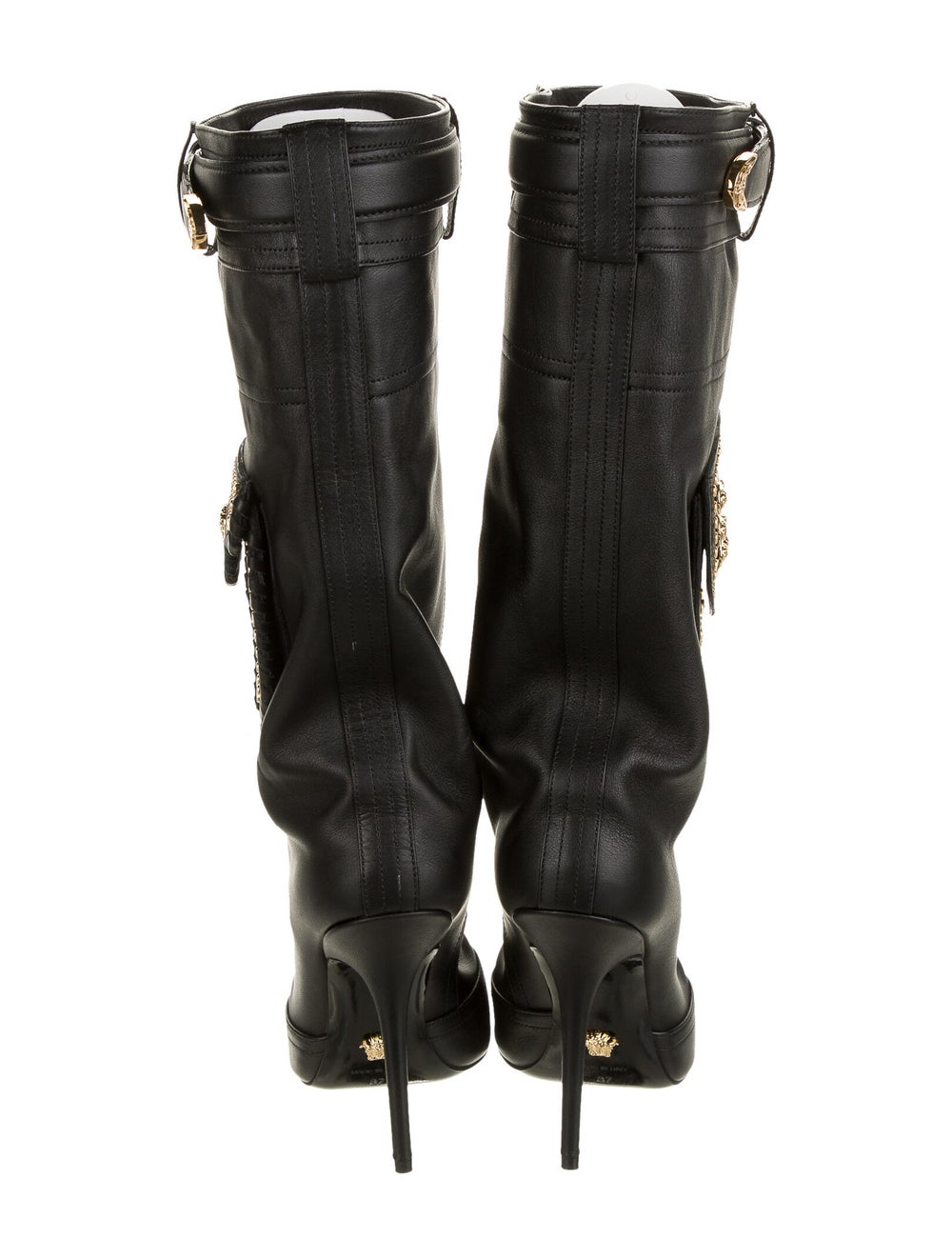 Versace Calfskin Studded Accents Boots Black Boots, Shoes VES69293