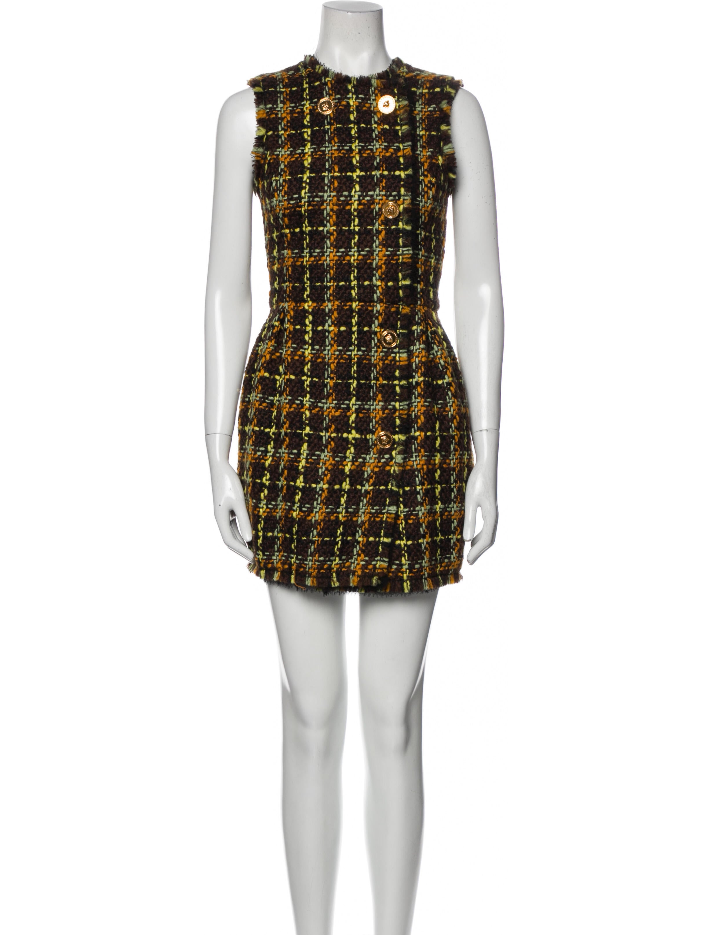 Versace Tweed Pattern Mini Dress