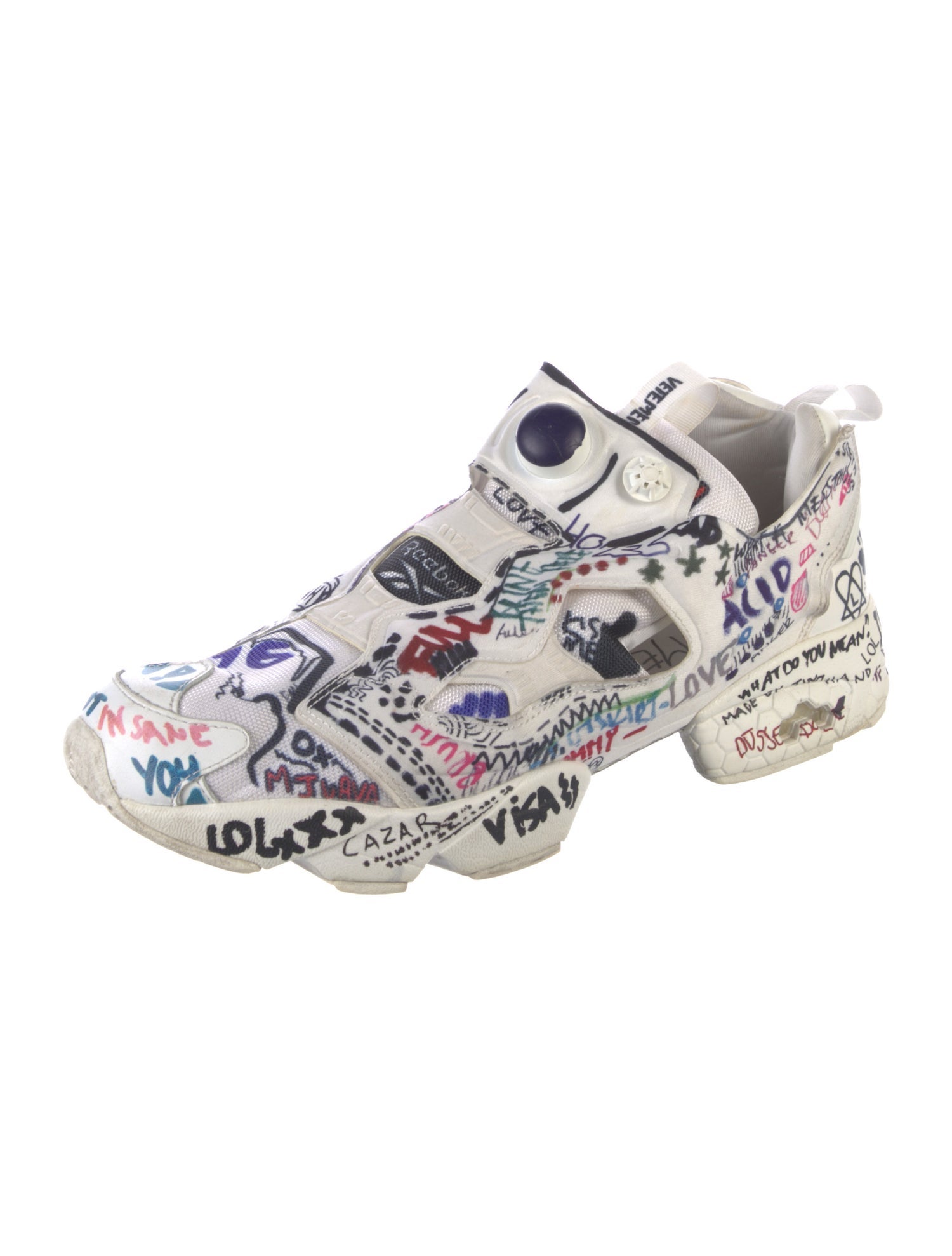 Vetements x Reebok Printed Cutout Accent Sneakers