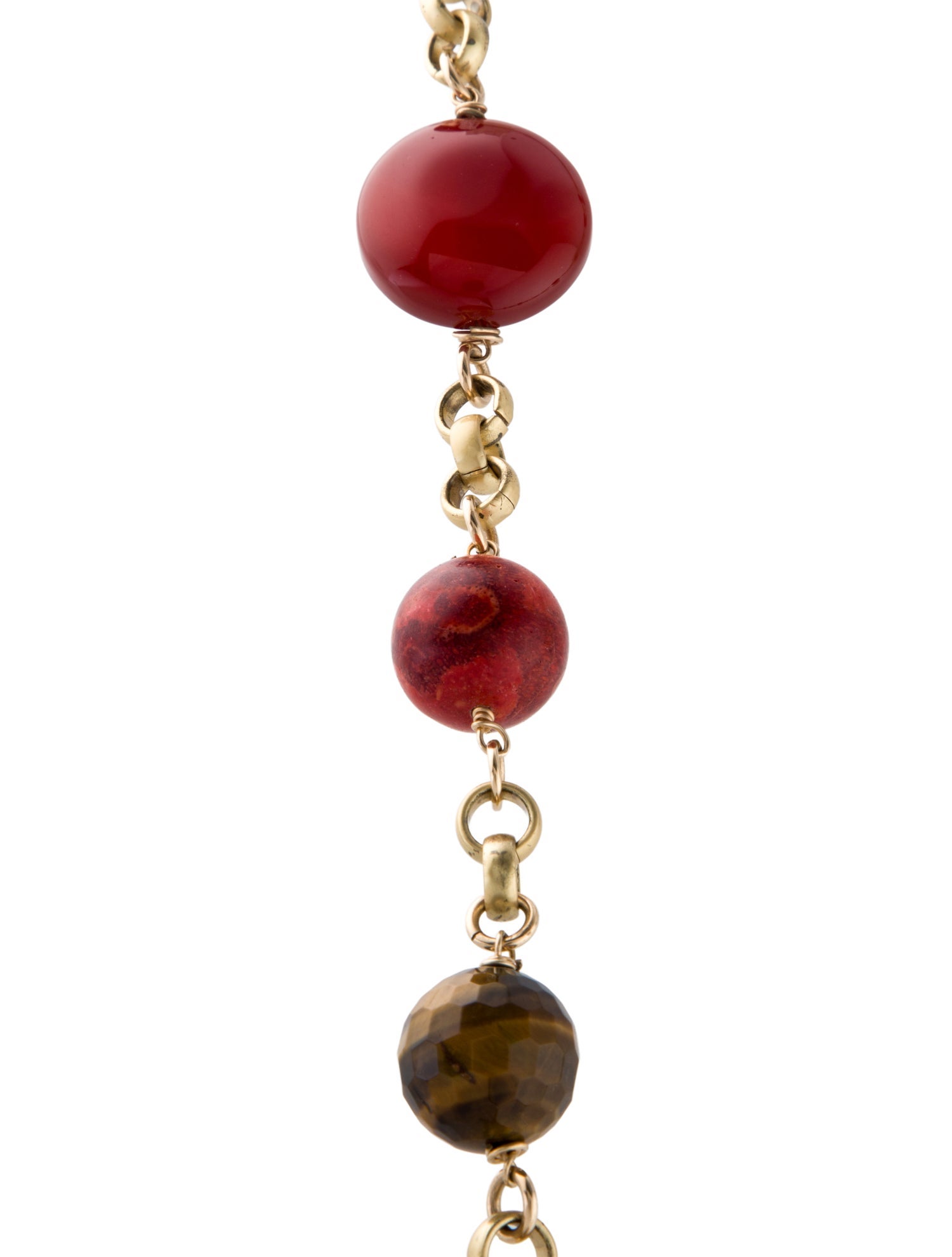 Deborah Gaspar Dyed Coral & Multi Stone Station Necklace