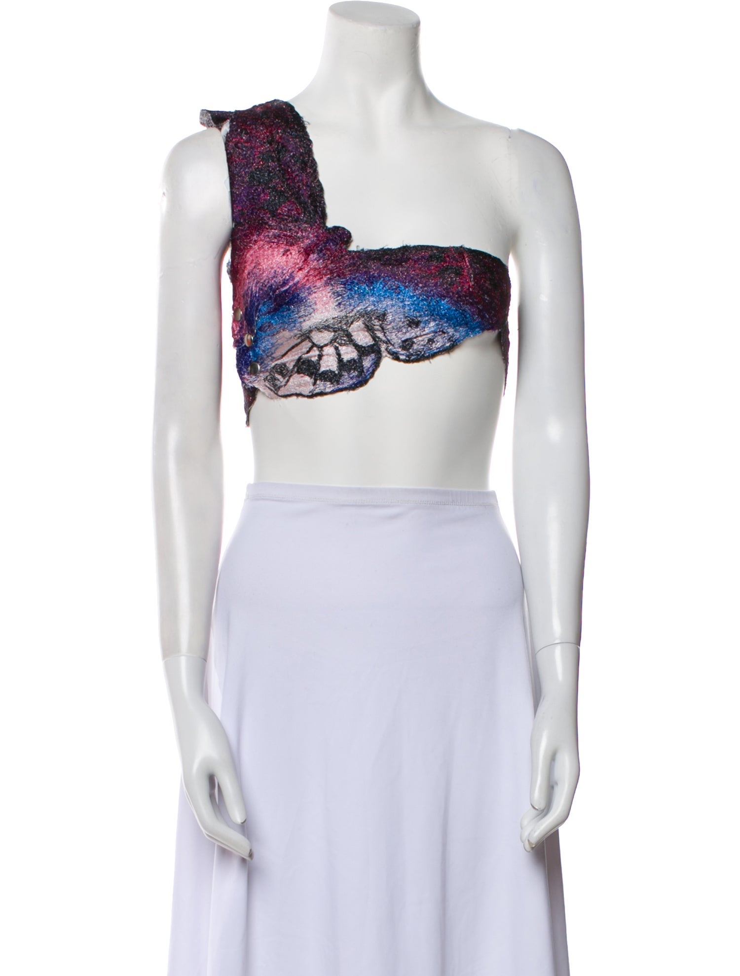 Masha Papova One-Shoulder Sleeveless Crop Top