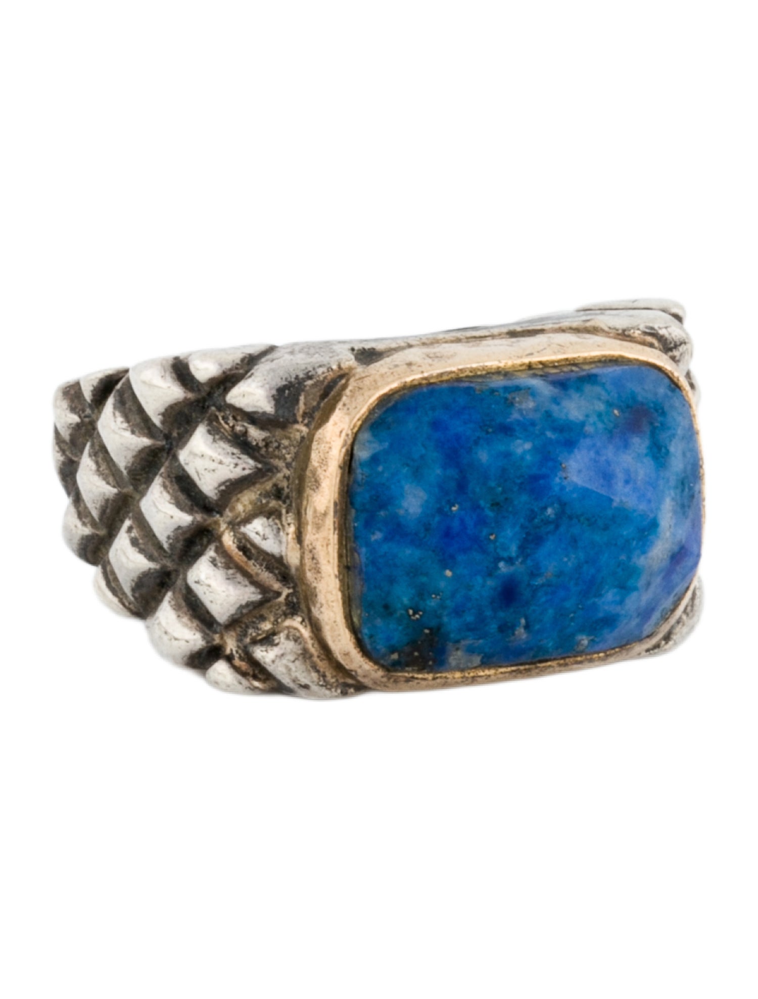 Dian Malouf Lapis Lazuli Crosshatch Cocktail Ring