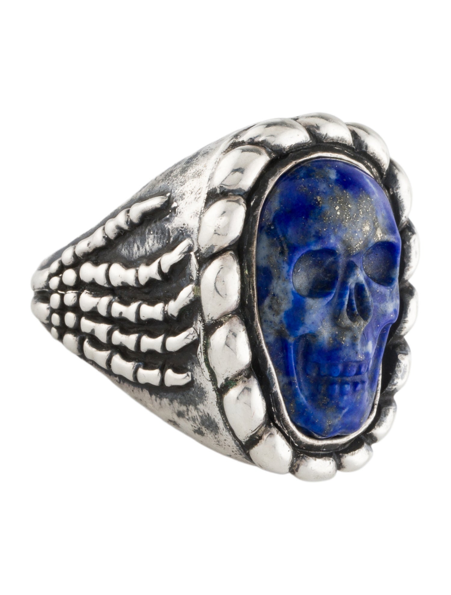 Dian Malouf Lapis Skull Cocktail Ring