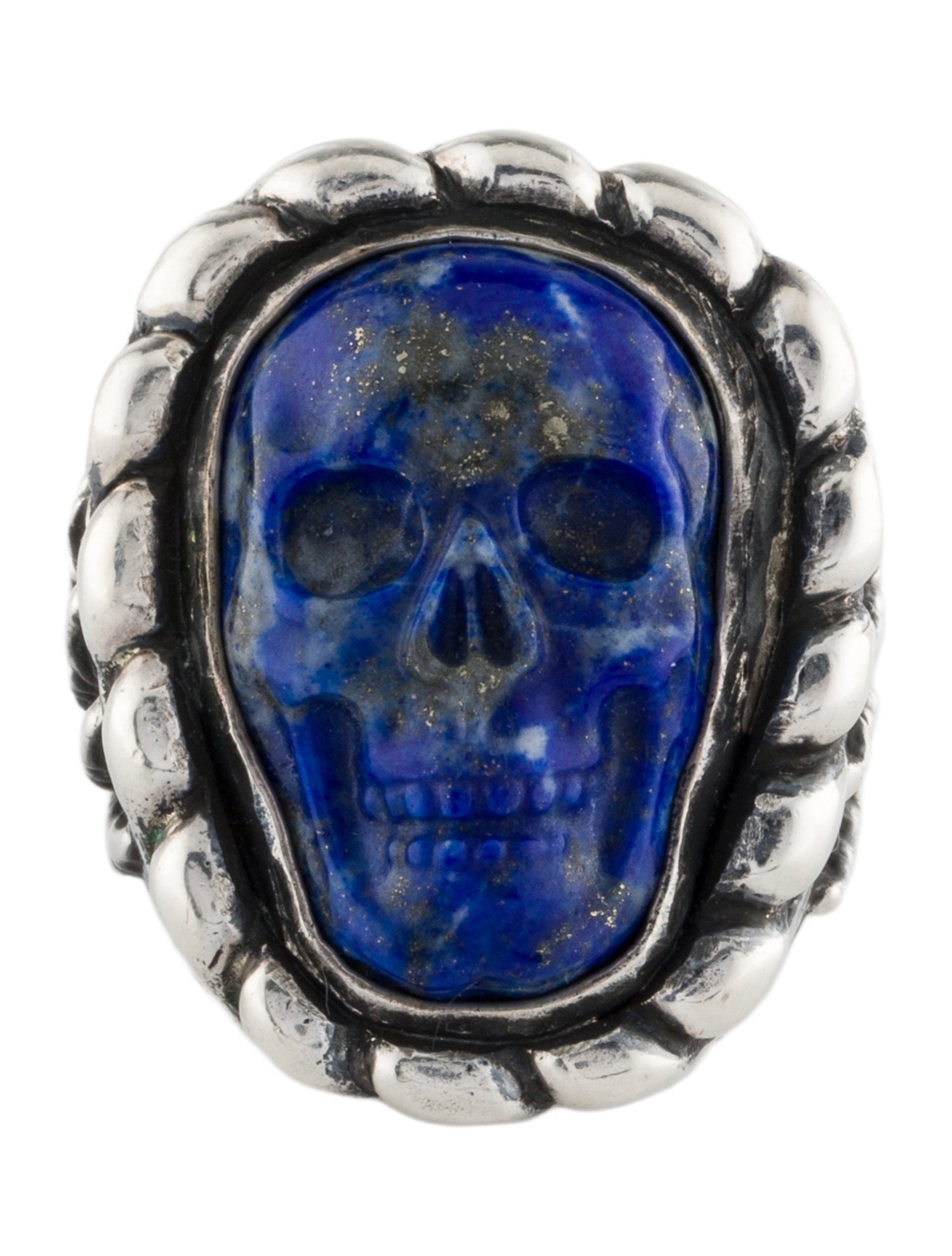 Dian Malouf Lapis Skull Cocktail Ring
