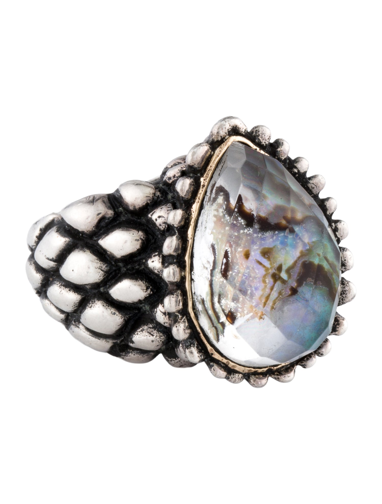 Dian Malouf Abalone & Quartz Doublet Cocktail Ring