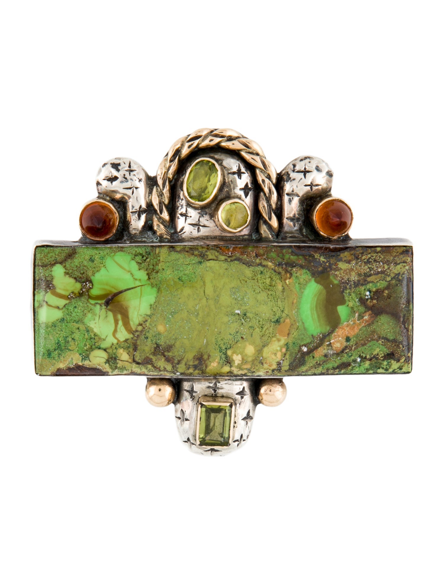 Dian Malouf Two-Tone Multistone Pendant Pin Brooch