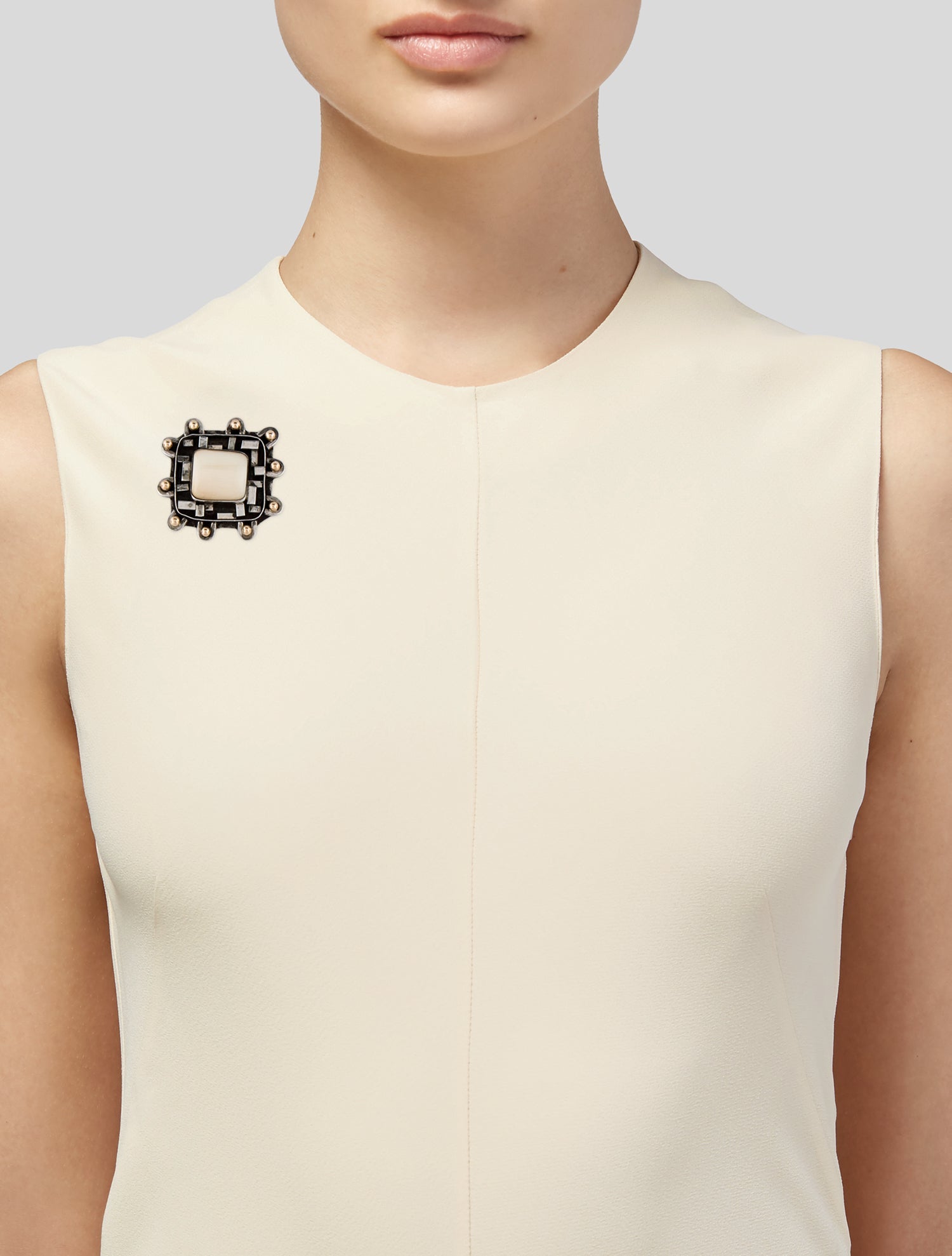 Dian Malouf Two Tone Stone Pendant Brooch