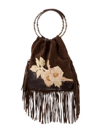Valentino Garavani Atelier Fringe-Trim Suede Handle Bag