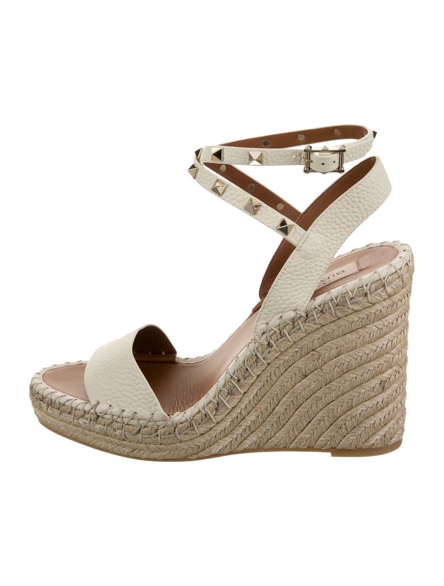 Valentino Rockstud Accents Leather Espadrilles w/ Tags