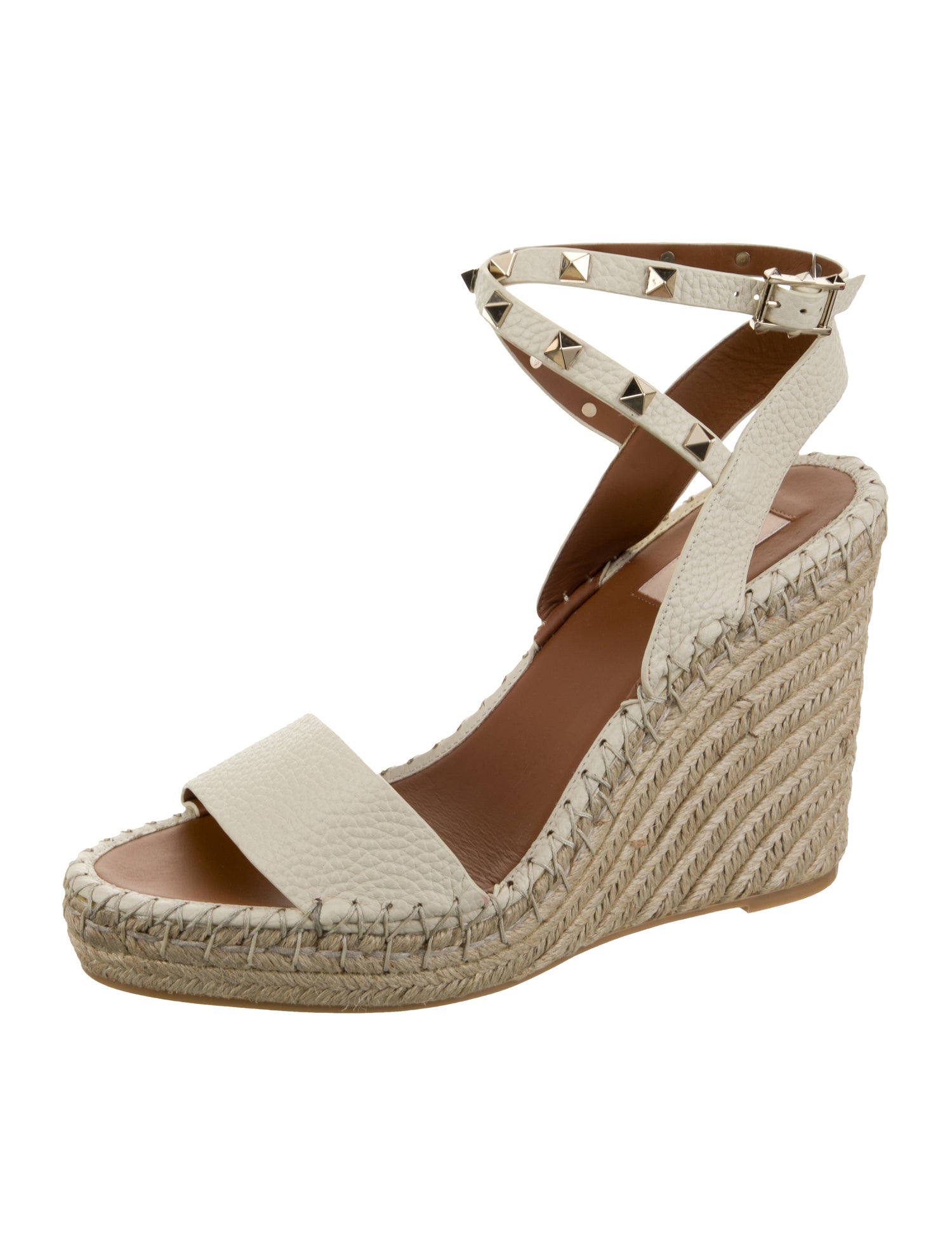 Valentino Rockstud Accents Leather Espadrilles w/ Tags