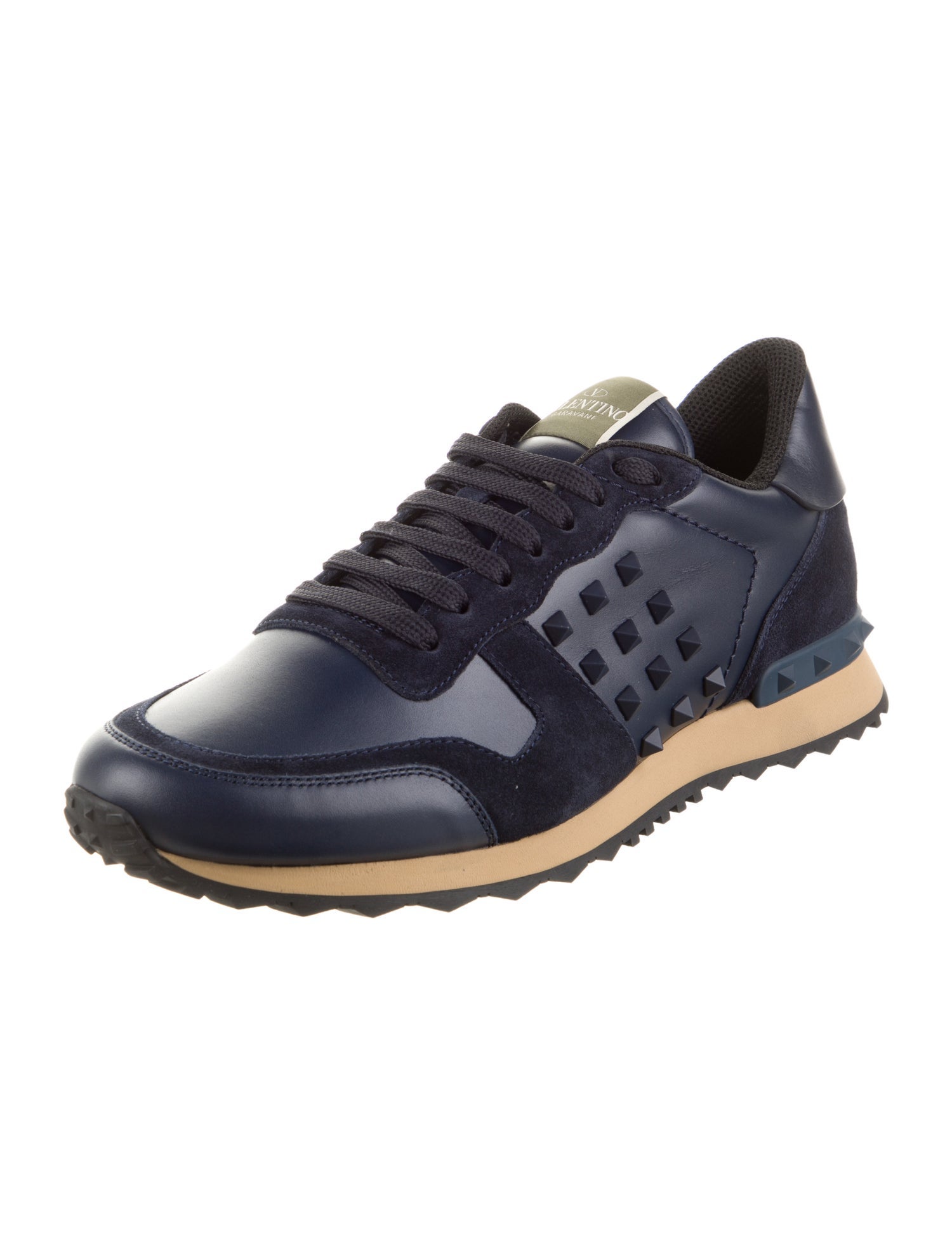 Valentino Leather Studded Accents Athletic Sneakers