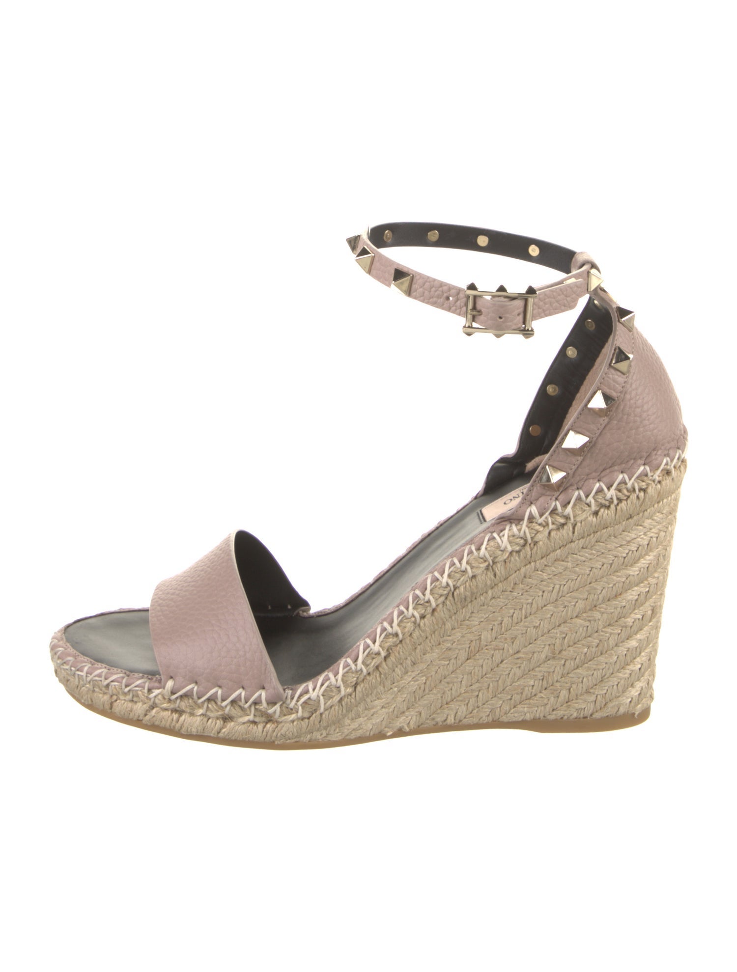 Valentino Leather Studded Accents Espadrilles