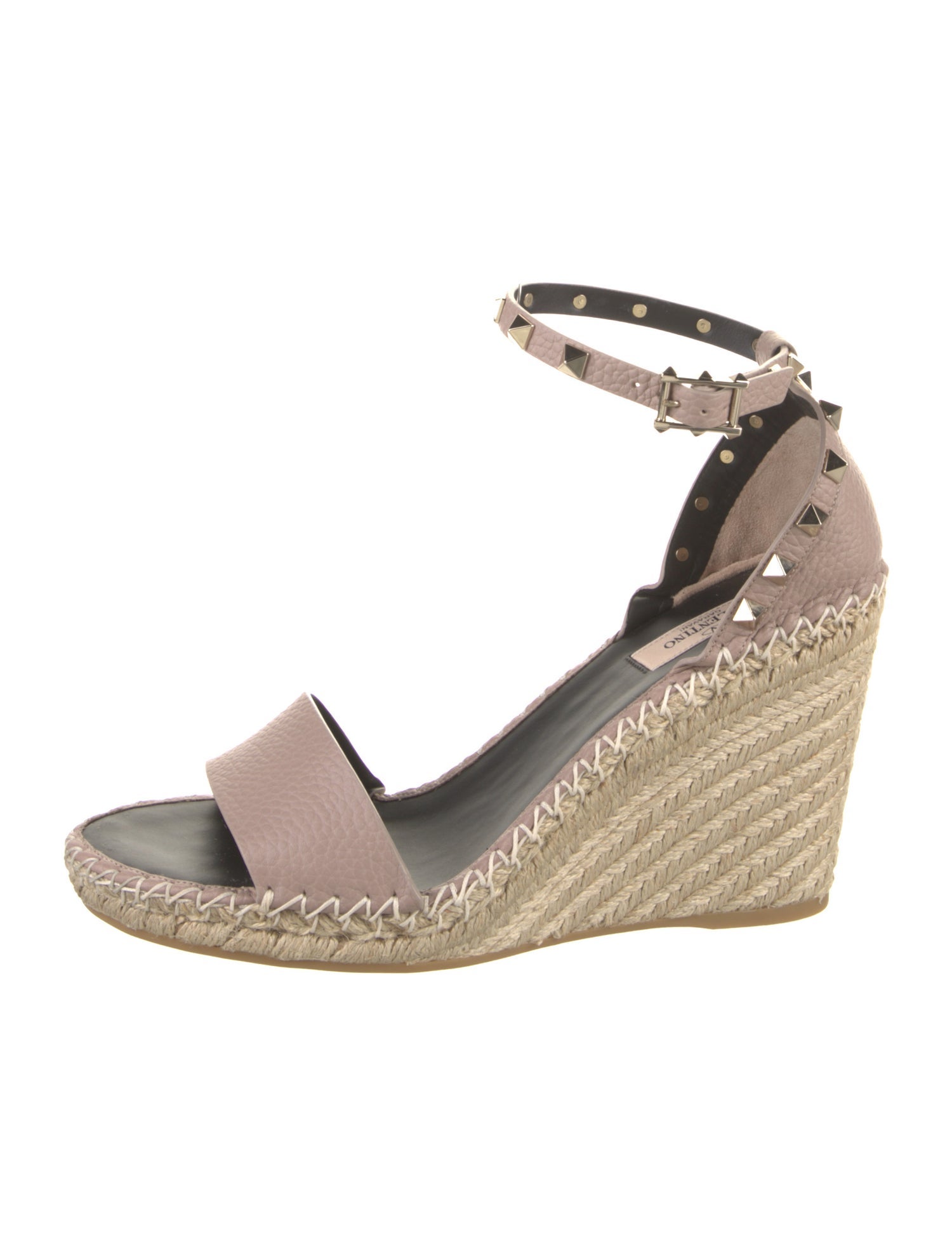 Valentino Leather Studded Accents Espadrilles