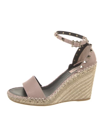 Valentino Leather Studded Accents Espadrilles