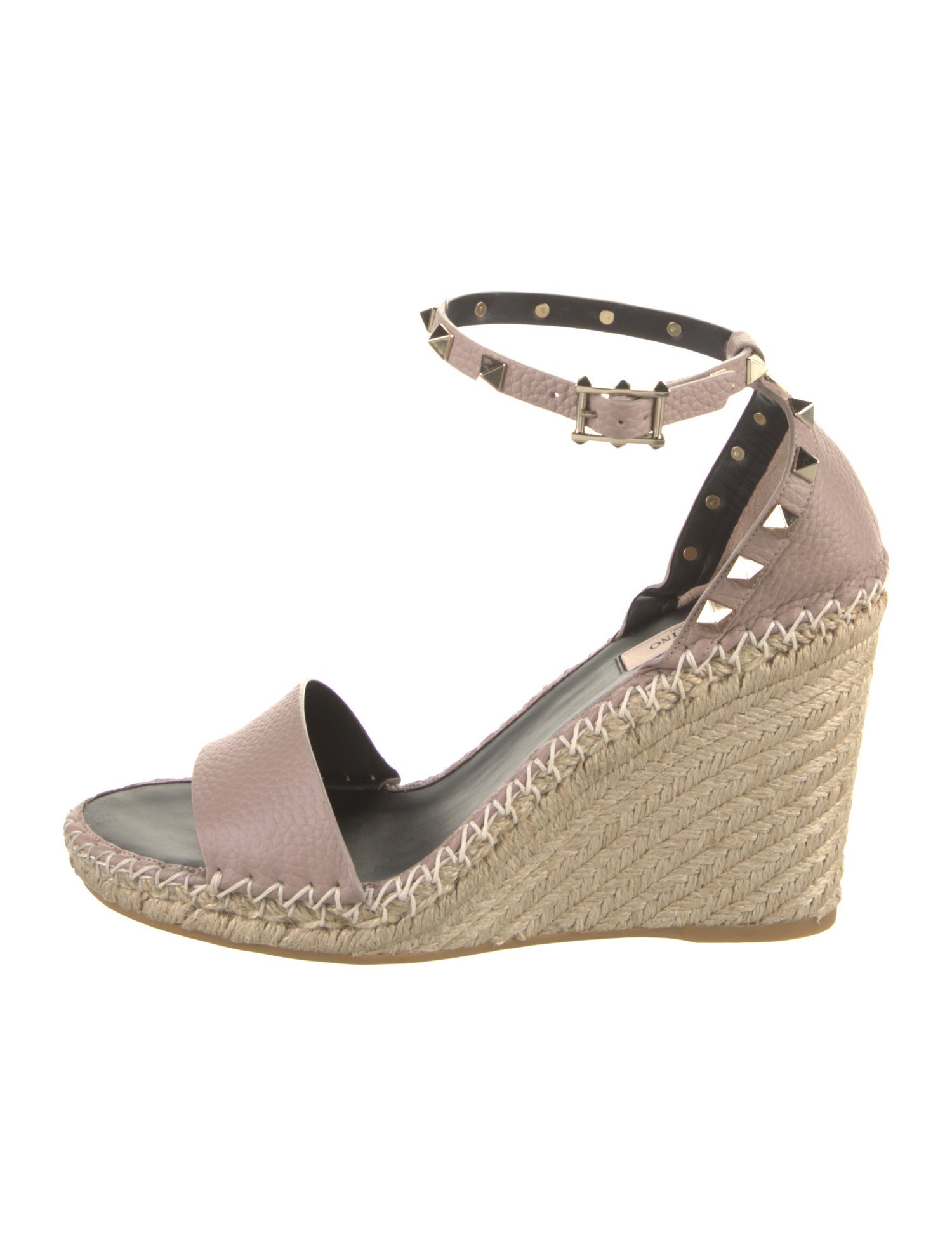 Valentino Leather Studded Accents Espadrilles