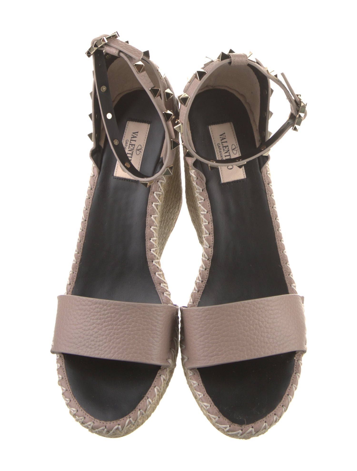 Valentino Leather Studded Accents Espadrilles