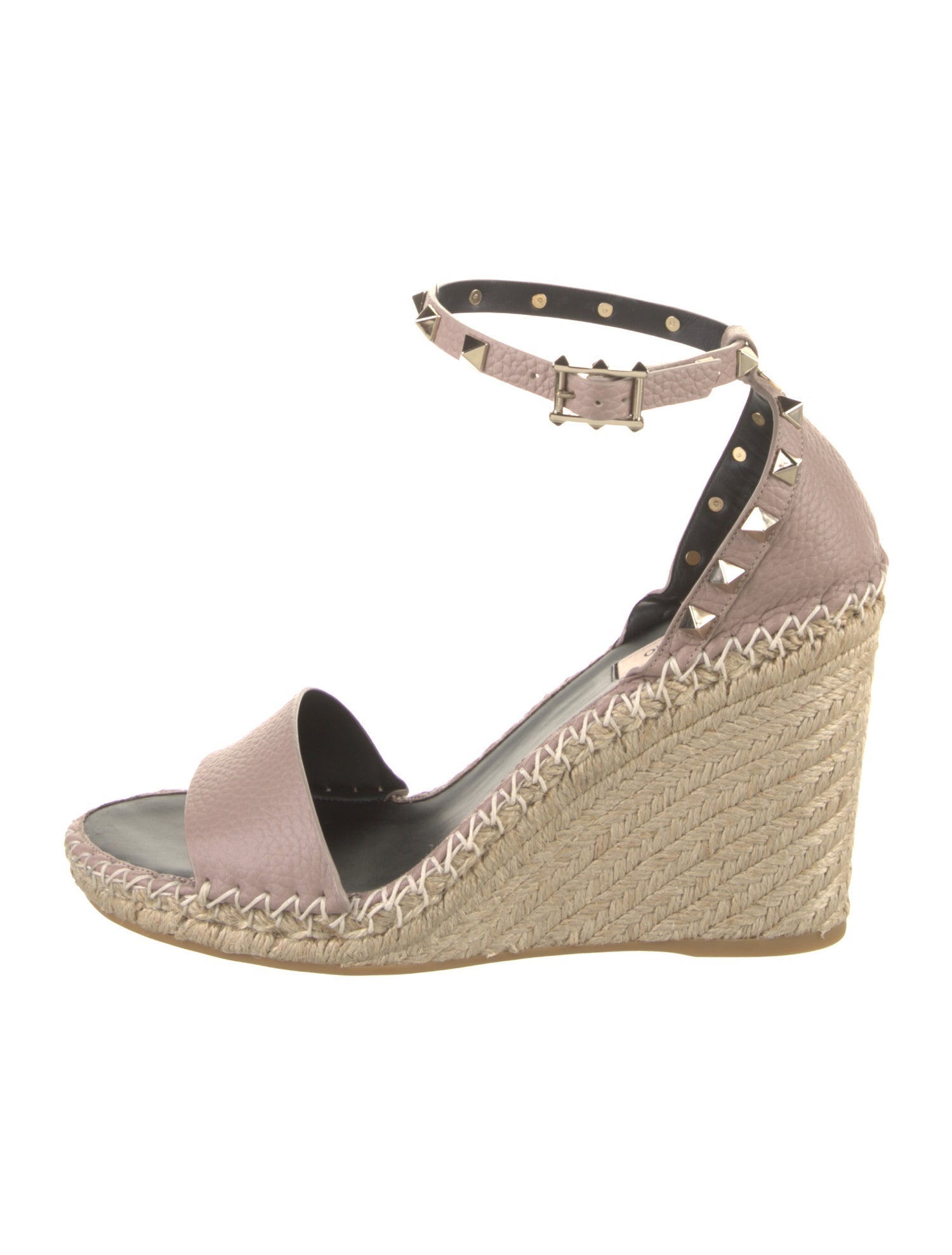 Valentino Leather Studded Accents Espadrilles