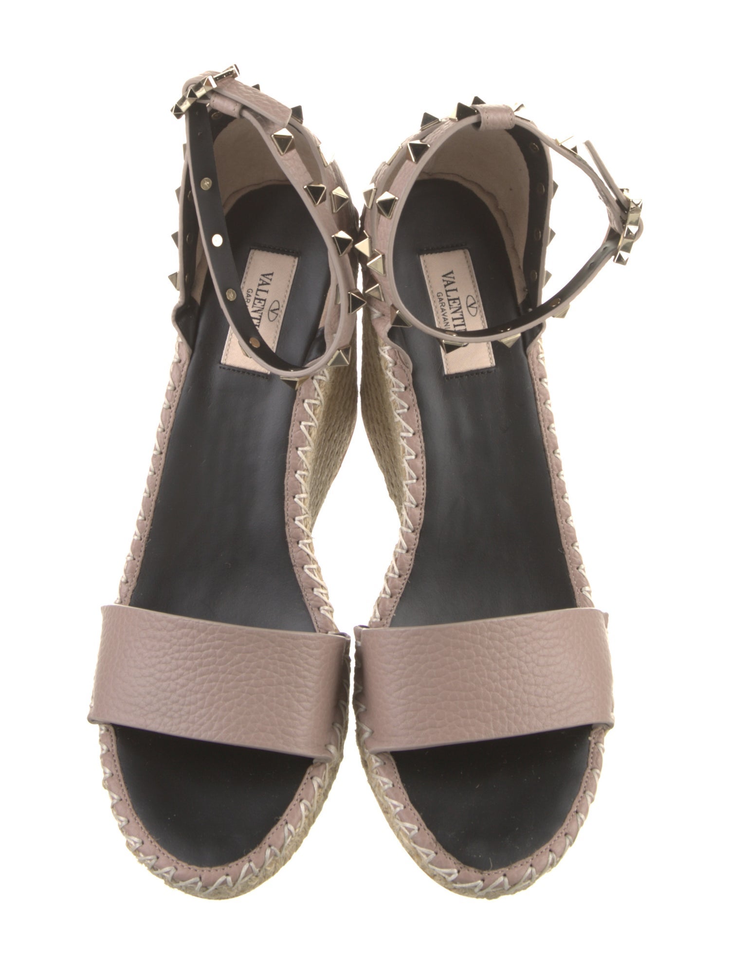 Valentino Leather Studded Accents Espadrilles