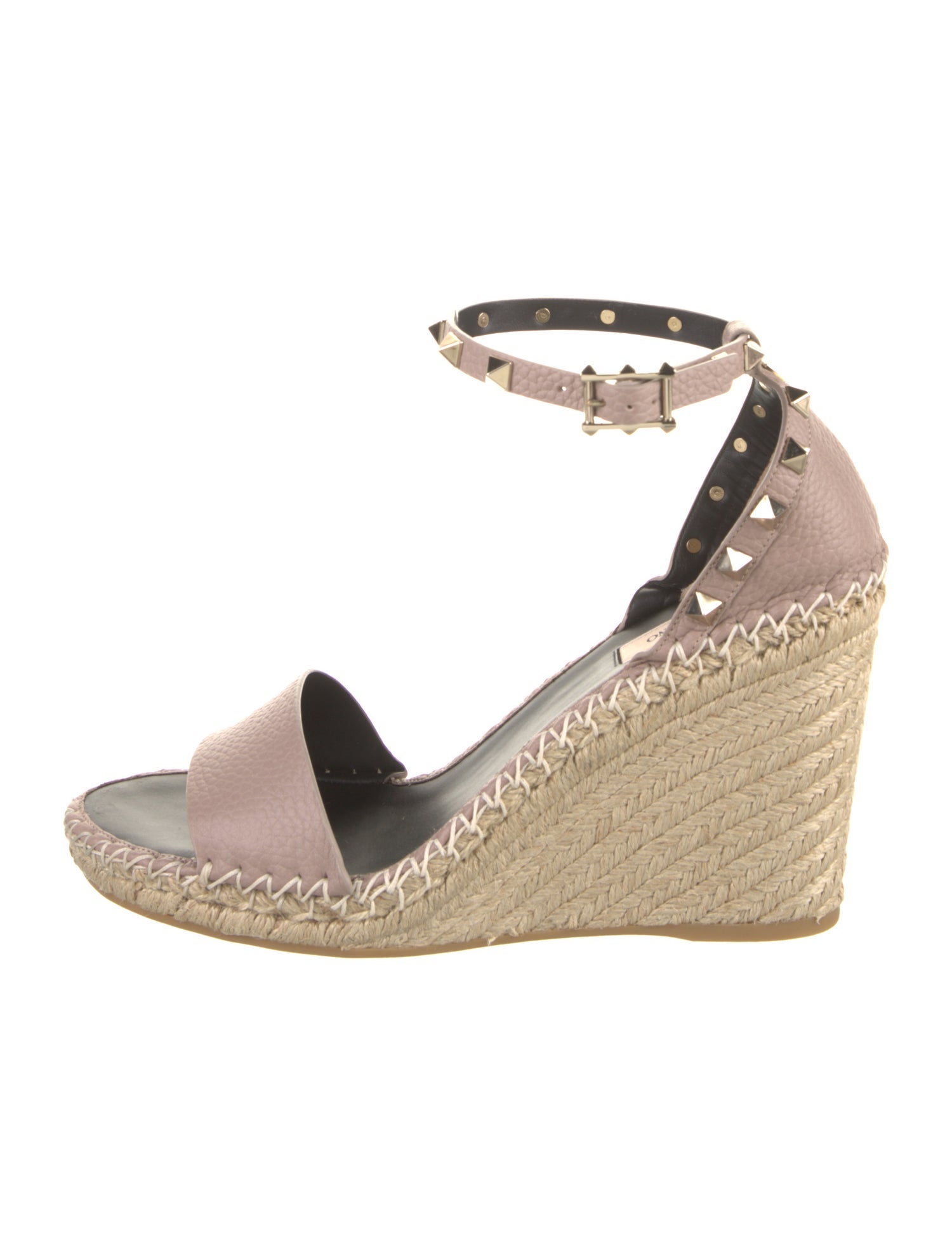 Valentino Leather Studded Accents Espadrilles